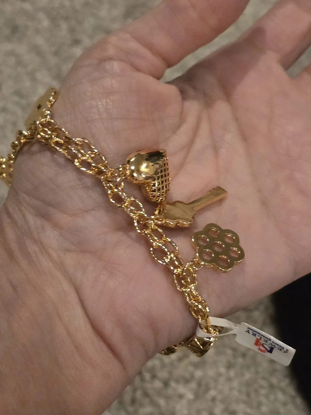 22kgp Dubai Gold-Tone Circular Link Charm Bracelet